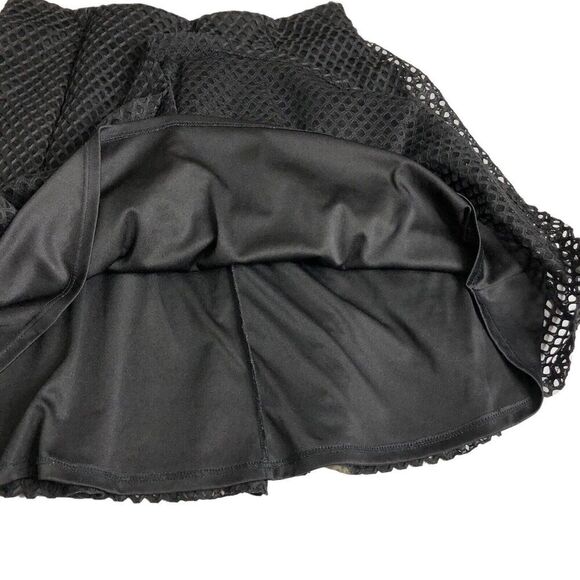 Rue 21 Skirt Womens XL Black Fishnet Mesh Pleated Lined Y2k Goth Grunge Witchy - Picture 7 of 16